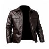 Sheep Leather Jacket Coat Brown Color