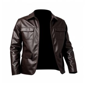 Sheep Leather Jacket Coat Brown Color
