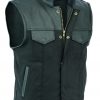 Men's black stinger biker hunt club denim builder leather vest
