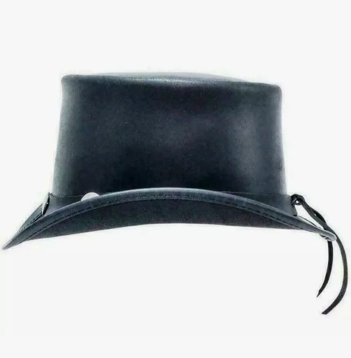 El Dorado Black Leather Top Hat Buffalo Nickel Band, TH104A