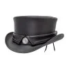 Marlow Black Leather Top Hat With White Pearled Collar Band