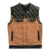 Stinger Biker Vest Or Hunt Club Quilted Leather Vest Black and Brown
