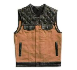 Stinger Biker Vest Or Hunt Club Quilted Leather Vest Black and Brown