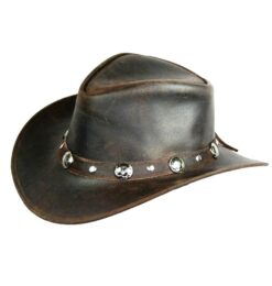 Alternative view of Western Cowboy Leather Hat Aussie Outback Buffalo Nickel Band | CBH8
