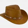 Aussie Brown Bush Leather Hat In Outback Western Cowboy Style