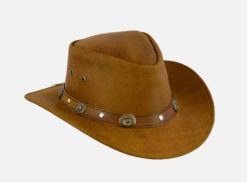 Aussie Brown Bush Leather Hat In Outback Western Cowboy Style