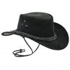 Down Under Black Leather Outback Hat Aussie Western Cowboy Style, CBH6E