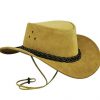 Aussie Skin Brown Leather Hat in Outback Western Cowboy Style