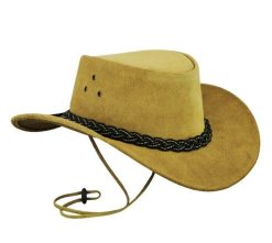 Aussie Skin Brown Leather Hat in Outback Western Cowboy Style