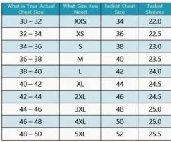 women overcoat size chart