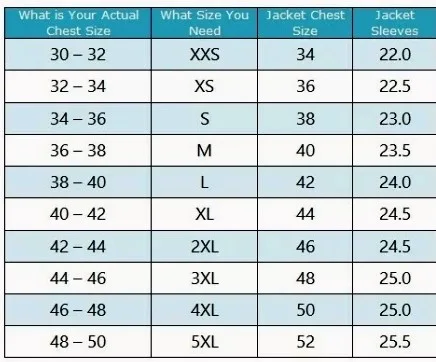 women overcoat size chart