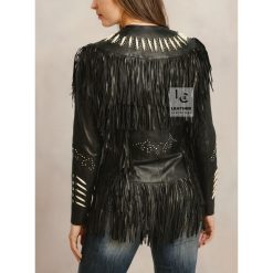 Women’s Black Leather Cowgirl Western Jacket WWLJ1