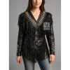 Women’s Black Leather Cowgirl Western Jacket WWLJ1