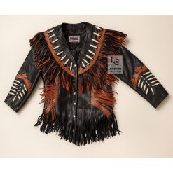 Women’s Black Leather Cowgirl Western Jacket WWLJ2