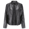 trendy Moto Short Fashion Leather Sheep Jacket Coat in black