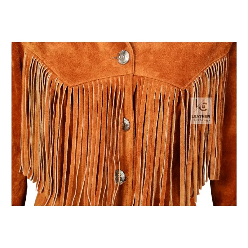 Women's Cowgirl Western Brown Suede Jacket | WSJ105
