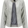 Women's Trendy Moto Short Fashion Leather Sheep Jacket Coat in Grey