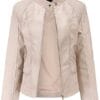 trendy off-white Women's Moto Short Fashion Leather Sheep Jacket coat