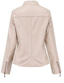 Alternative view of Trendy Off-White Women's Moto Short Fashion Leather Sheep Jacket Coat | WFJ210