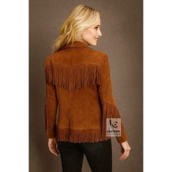 Women’s Orange Brown Western Suede Jacket WSJ106