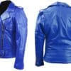 trendy blue genuine sheep leather fashion jacket
