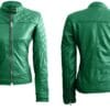 Women's Trendy Genuine Sheep Leather Green Fashion Jacket