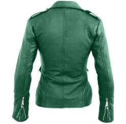 Trendy Genuine Sheep Leather Fashion Jacket In Green Color
