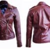 Trendy Genuine Sheep Leather Fashion Jacket In Maroon Color