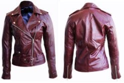 Trendy Genuine Sheep Leather Fashion Jacket In Maroon Color