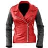 Trendy Genuine Sheep Leather Fashion Jacket In Red And Black Color