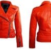 Trendy Genuine Sheep Leather Fashion Jacket in orange