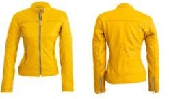 Women's Trendy Genuine Sheep Leather Fashion Jacket In Yellow Color
