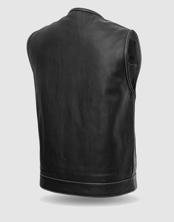 Club Style Black Leather Vest for Men | BLV2 - Image 3
