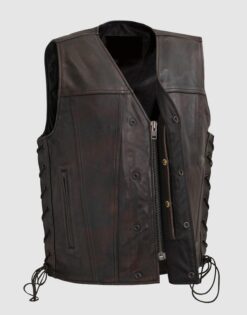 Alternative view of Men's Leather Motorcycle Vest In Club Style | MBV14