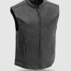 Club Style Motorcycle Leather Vest for Men