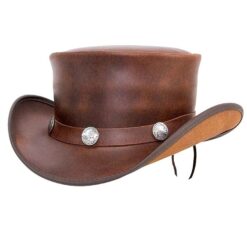 El Dorado Brown Leather Top Hat with Pale Rider Buffalo Nickel Band
