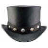 El Dorado Black Leather Top Hat Diamond Inlay Band, TH113A