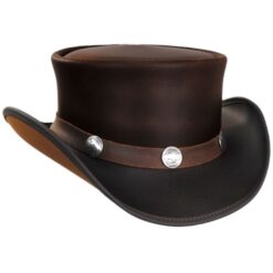 El Dorado Dark Brown Leather Top Hat Buffalo Nickel Band, TH104G