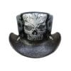 Steampunk Leather Top Hat for Men—Skull Printed Hat—Voodoo Hatter