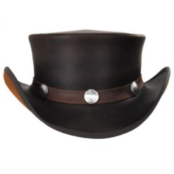 El Dorado Dark Brown Leather Top Hat Buffalo Nickel Band, TH104G