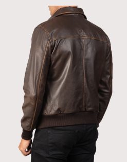 Alternative view of Aaron Brown Leather Bomber Jacket