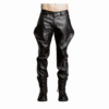 Men's black cowhide leather Jodhpur riding pants with traditional equestrian tapered leg design