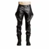 Men's black cowhide leather Jodhpur riding pants with traditional equestrian tapered leg design