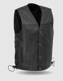 Men's Leather Motorcycle Vest in Club Style