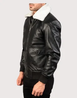Airin G-1 White Fur Leather Bomber Jacket