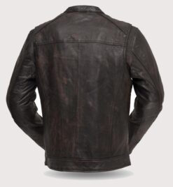 Scooter Style – Men’s Leather Jacket – Banded Collar