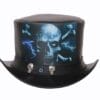 Mens Leather Top Hat with Skull Printed - Lightning Skull Print