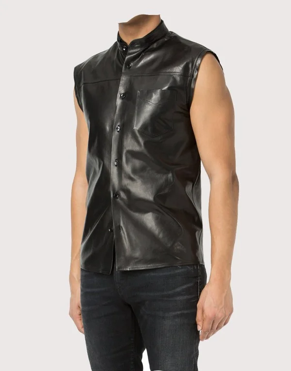Soldier Sleeveless Leather Shirt