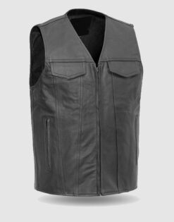 Black Motorcycle Leather Vest