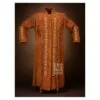 Women’s brown suede western fringe long coat with decorative leather accents
